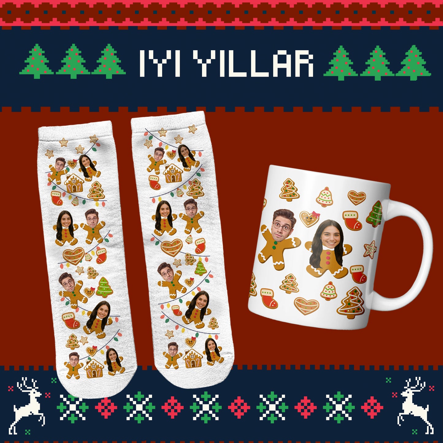 Yılbaşı Kurabiyesi Seti (Kupa+Çorap)